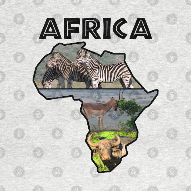 African Wildlife Continent Collage Map by PathblazerStudios